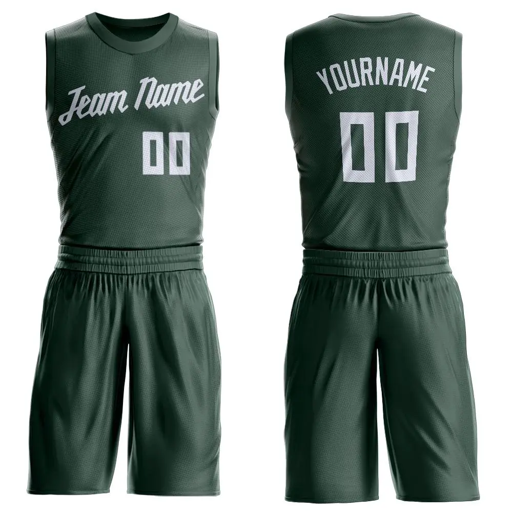 Hunter Green White Classic Basketball Jersey Set