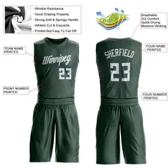 Hunter Green White Classic Basketball Jersey Set 3