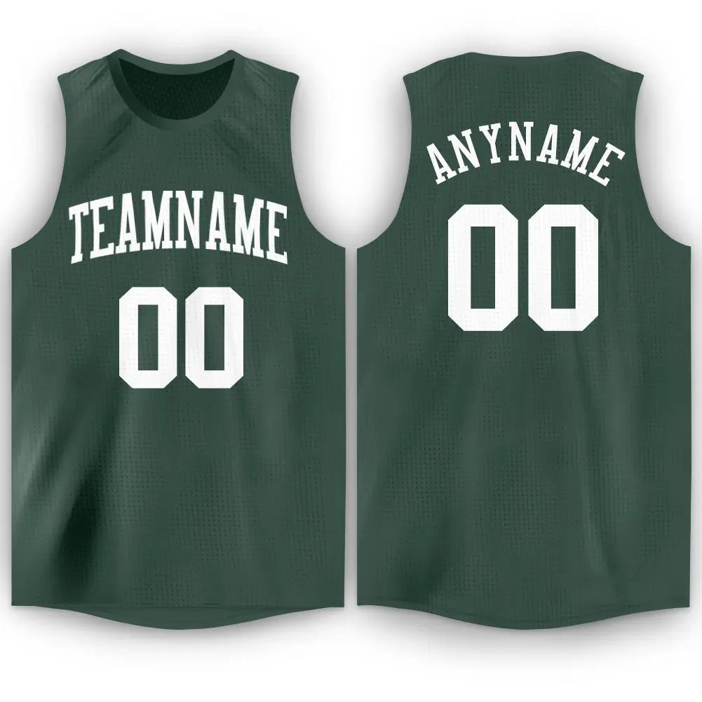 Hunter Green White Classic Basketball Jersey