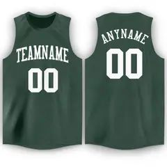 Hunter Green White Classic Basketball Jersey 1