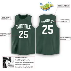 Hunter Green White Classic Basketball Jersey 2