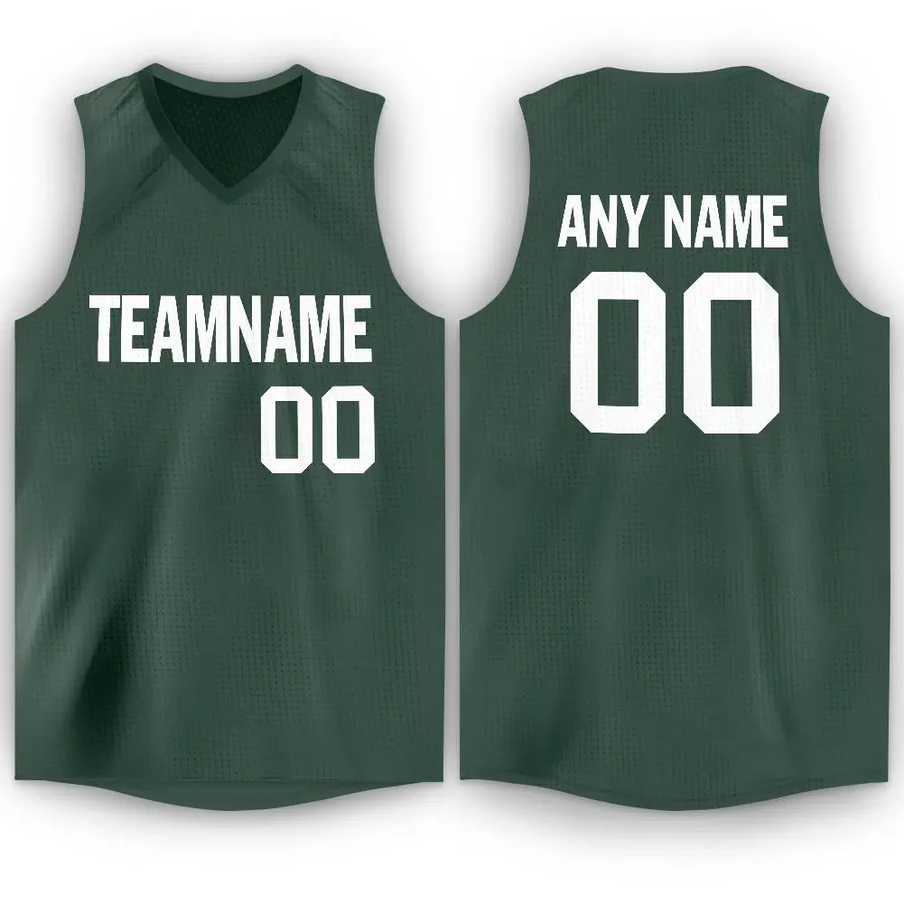 Hunter Green White Classic Breathable Basketball Jersey