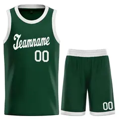 Hunter Green White Classic Sets Basketball Uniform Jersey