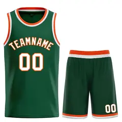 Hunter Green White-Orange Bull Curved Basketball Jersey