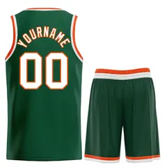 Hunter Green White-Orange Bull Curved Basketball Jersey 2