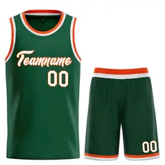 Hunter Green White-Orange Heal Classic Basketball Jersey Set
