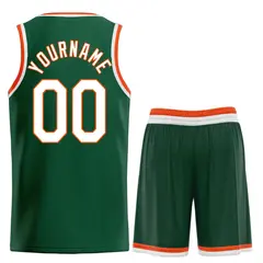 Hunter Green White-Orange Heal Classic Basketball Jersey Set 2