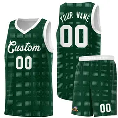 Hunter Green White Trailblazer Dot Pattern Basketball Jersey