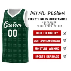 Hunter Green White Trailblazer Dot Pattern Basketball Jersey 2