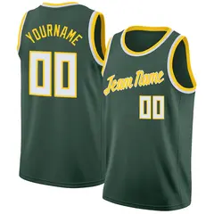 Hunter Green White-Yellow Classic Athletic Basketball Jersey 1