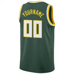 Hunter Green White-Yellow Classic Athletic Basketball Jersey 6