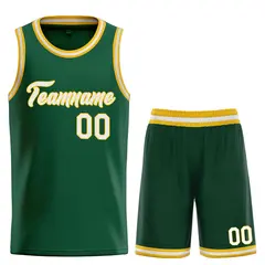 Hunter Green White-Yellow Heal Classic Basketball Jersey Set