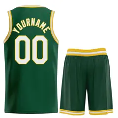 Hunter Green White-Yellow Heal Classic Basketball Jersey Set 2