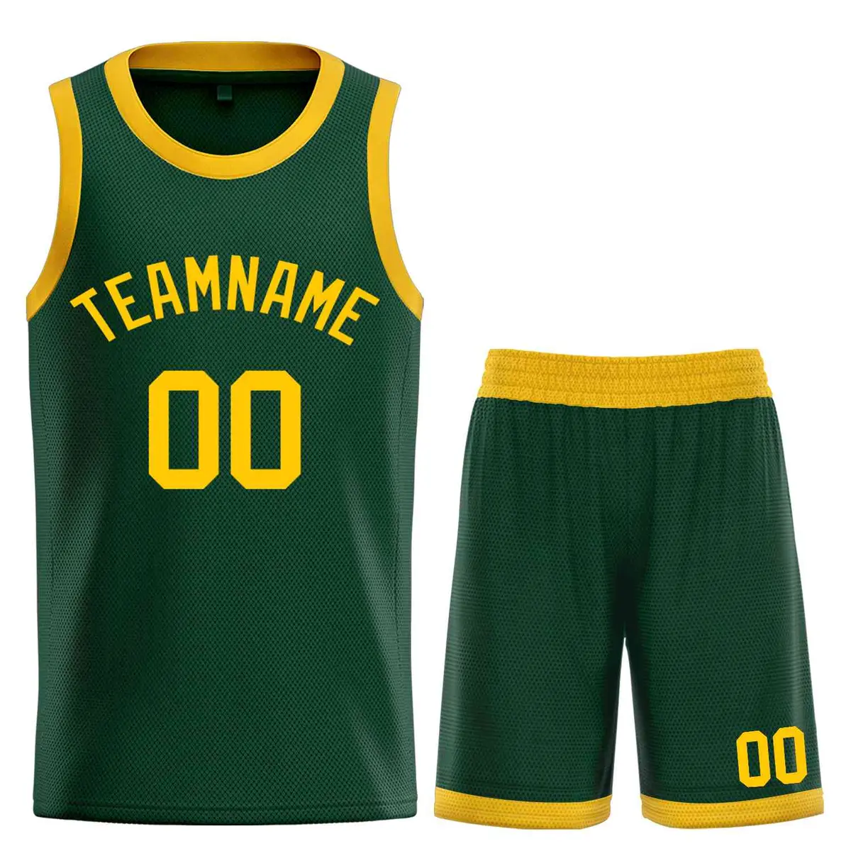 Hunter Green Yellow Bull Classic Curved Basketball Jersey