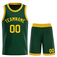 Hunter Green Yellow Bull Classic Curved Basketball Jersey 1