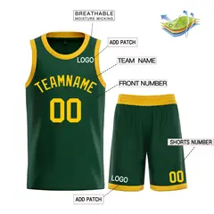 Hunter Green Yellow Bull Classic Curved Basketball Jersey 3