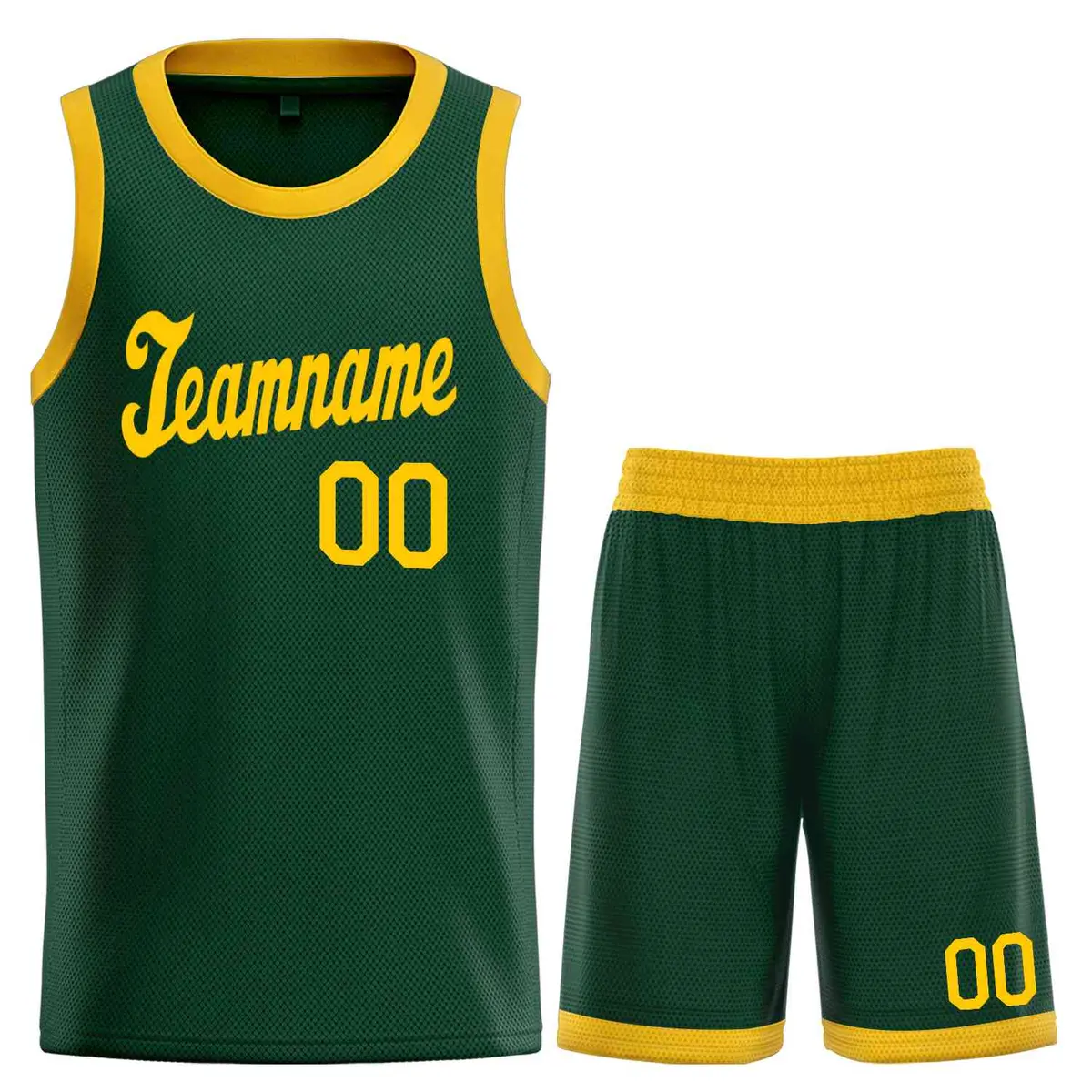 Hunter Green Yellow Classic Sets Basketball Uniform Jersey