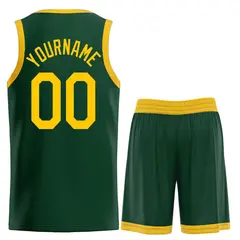 Hunter Green Yellow Heal Classic Basketball Jersey Set 2