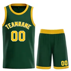 Hunter Green Yellow-White Bull Curved Basketball Jersey