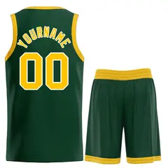Hunter Green Yellow-White Bull Curved Basketball Jersey 2