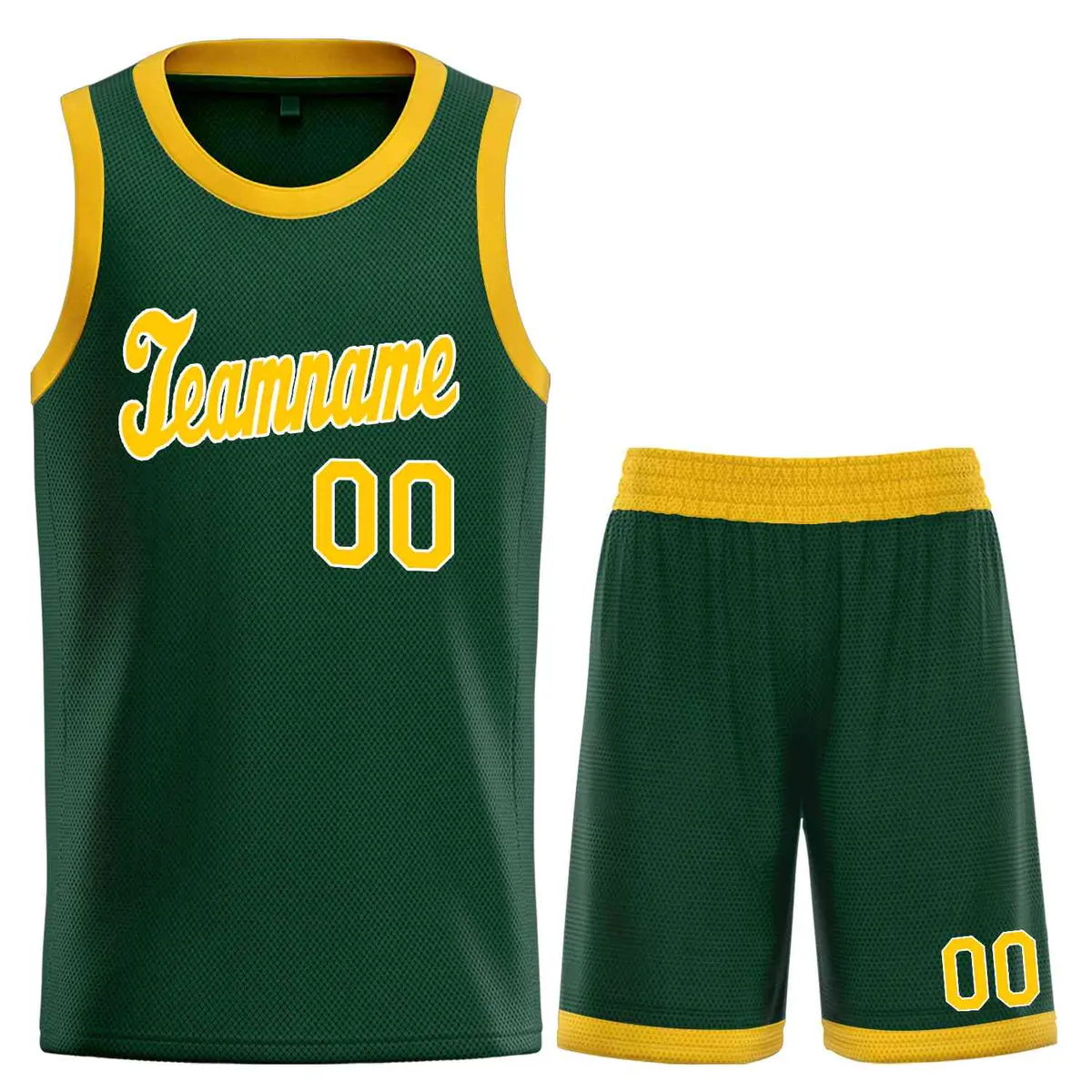 Hunter Green Yellow-White Classic Basketball Jersey