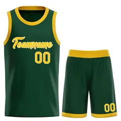 Hunter Green Yellow-White Heal Classic Basketball Jersey Set 1