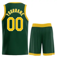 Hunter Green Yellow-White Heal Classic Basketball Jersey Set 2