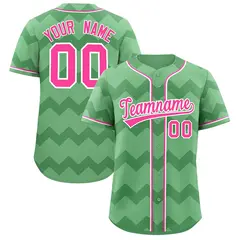 Iguana Green Pink-White Ripple Design Baseball Jersey