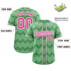 Iguana Green Pink-White Ripple Design Baseball Jersey 2