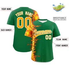 Kelly Green 3D Flame Authentic Baseball Jersey 2
