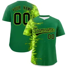 Kelly Green 3D Flame Authentic Baseball Jersey