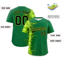 Kelly Green 3D Flame Authentic Baseball Jersey 2