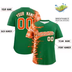 Kelly Green 3D Flame Authentic Baseball Jersey 2