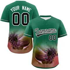 Kelly Green 3D Flower Design Authentic Baseball Jersey