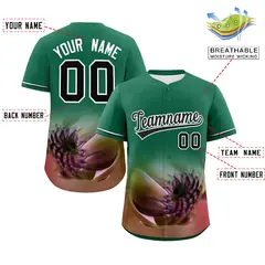 Kelly Green 3D Flower Design Authentic Baseball Jersey 2