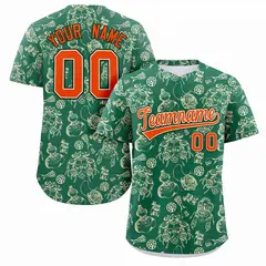 Kelly Green 3D Graffiti Pattern Baseball Jersey