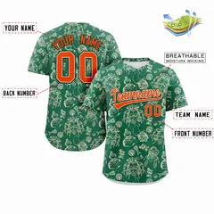 Kelly Green 3D Graffiti Pattern Baseball Jersey 2