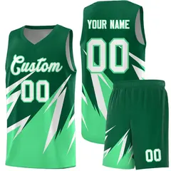 Kelly Green Abstract Mountain Pattern Basketball Jersey