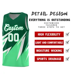 Kelly Green Abstract Mountain Pattern Basketball Jersey 2