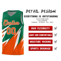 Kelly Green Abstract Mountain Pattern Basketball Jersey 2
