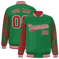 Kelly Green American Flag Varsity Letterman Bomber Jacket 1