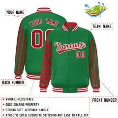 Kelly Green American Flag Varsity Letterman Bomber Jacket 2