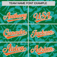 Kelly Green Aqua Graffiti Pattern Authentic Baseball Jersey 3