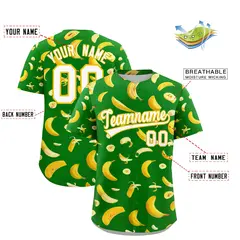 Kelly Green Banana Graffiti Pattern Fashion Baseball Jersey 2
