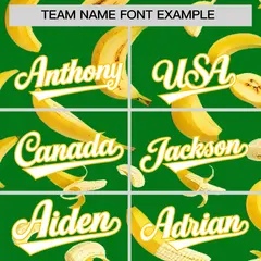 Kelly Green Banana Graffiti Pattern Fashion Baseball Jersey 4