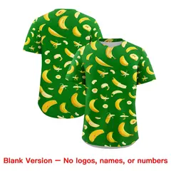 Kelly Green Banana Graffiti Pattern Fashion Baseball Jersey 7
