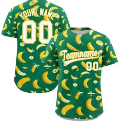 Kelly Green Banana Graffiti Pattern Fashion Baseball Jersey