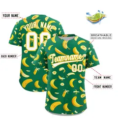 Kelly Green Banana Graffiti Pattern Fashion Baseball Jersey 2