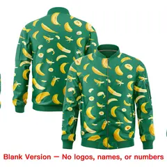 Kelly Green Banana Pattern Varsity Letterman Bomber Jacket 8