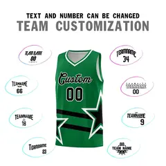 Kelly Green Basketball Kit Black Star Pattern and Double Lines 4